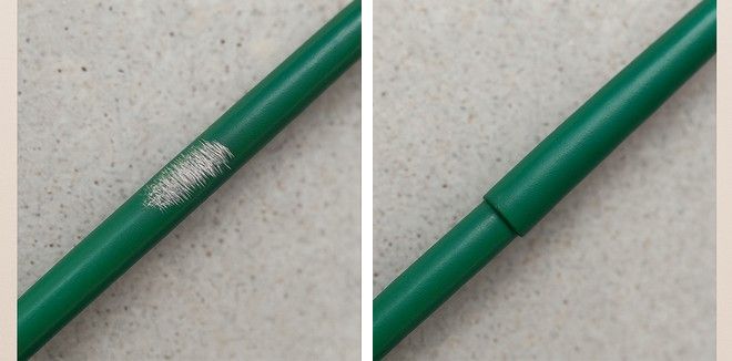 Damaged PVC sheath before and after a field repair